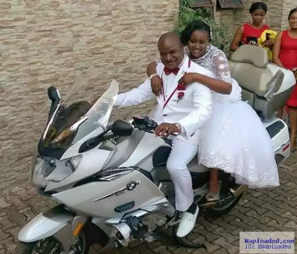 Photo: Couple Shun Luxury Car, Use Power Bike For Church Wedding In Enugu